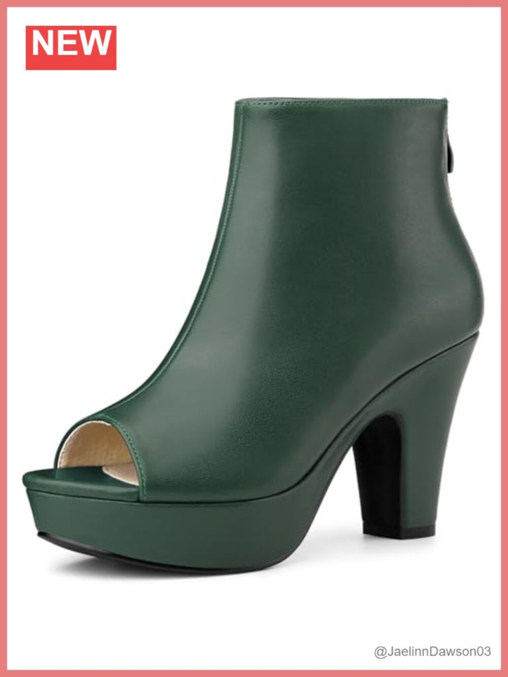 Peep Toe Ankle Boots Faux Leather Chunky Heel Platform Boot